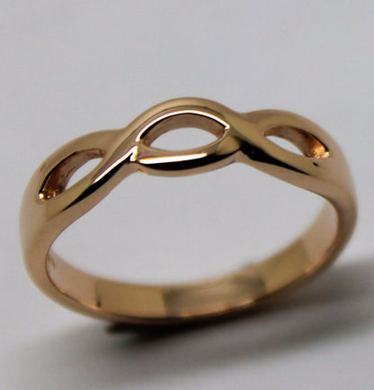 Genuine 9ct Yellow or Rose or White Gold or Sterling Silver Infinity Love Ring