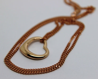 New 9ct 9kt Rose Gold / 375 Belcher Chain Necklace 44cm + Heart Pendant