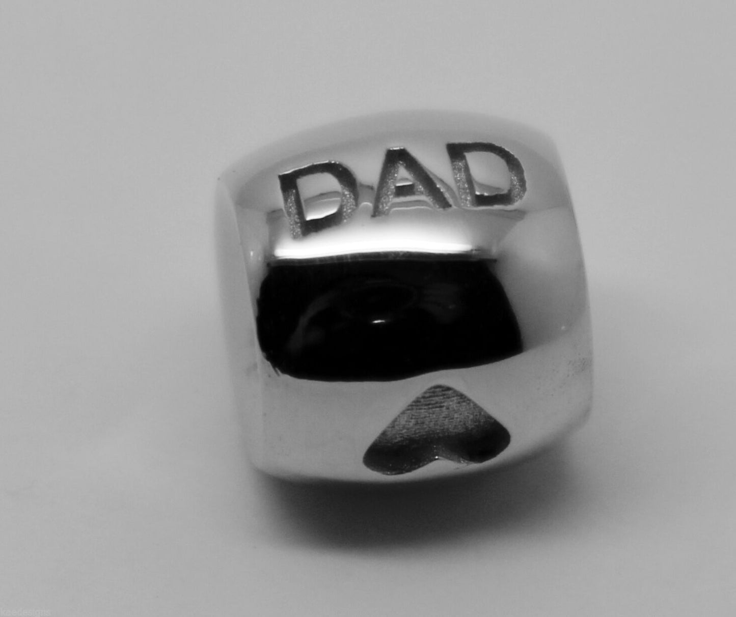 Kaedesigns,Genuine 9ct Yellow Or Rose Or White Gold Or Silver Dad Bead Charm