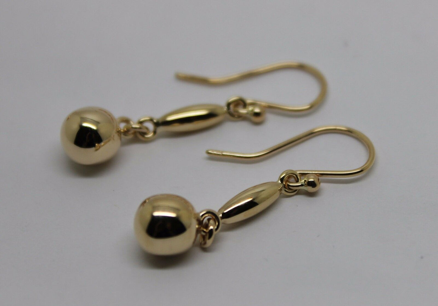 Kaedesigns, 9ct 9kt Yellow Or White Or Rose Gold 8mm Ball Long Drop Earrings