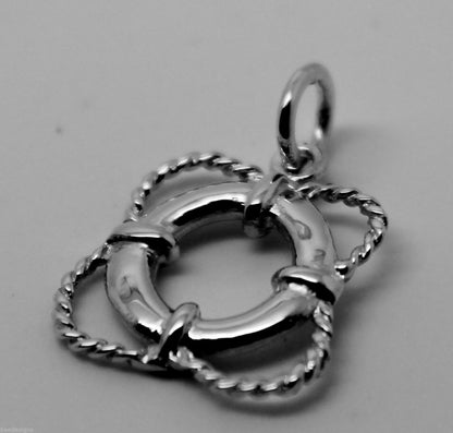 Genuine Sterling Silver 925 Life Ring Nautical Pendant