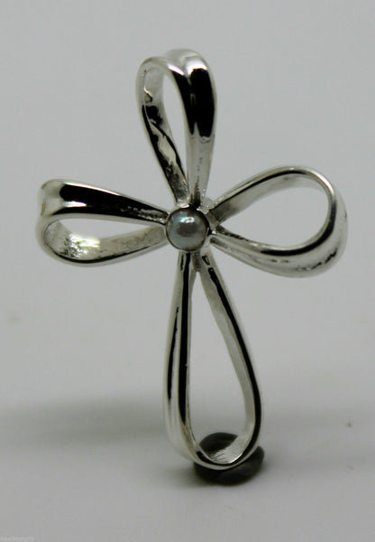 Genuine Sterling Silver 925 Cross Pearl Set Cross Pendant