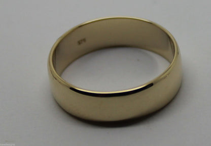 6mm Genuine Solid 9ct 9k Yellow Gold Wedding Band Ring Size N/7 To Z+4/15