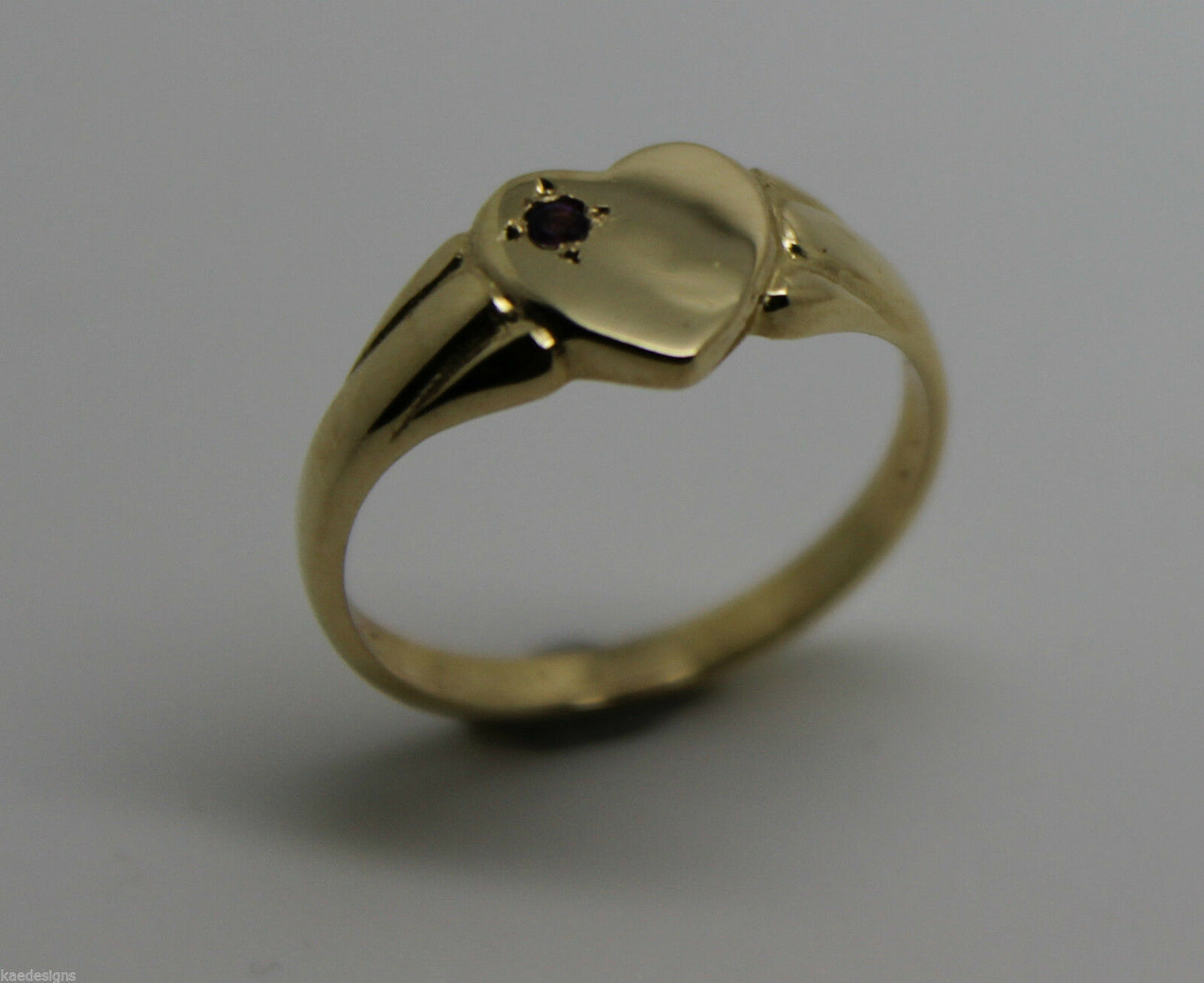 Size J, 9ct Yellow, Rose or White  Gold Amethyst February Birthstone Signet Ring