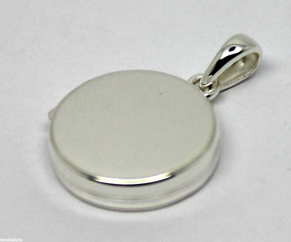 Genuine Sterling Silver Small Flat Round Plain Locket With 2 Photos