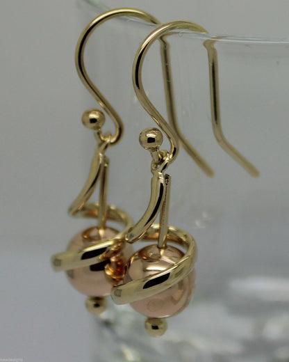 Kaedesigns New Genuine 9ct 9k Yellow & Rose Gold 8mm Swirl Ball Earrings