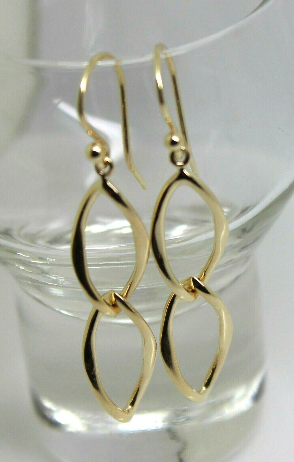 Genuine New 9ct Yellow, Rose Or White Gold Dangle Link Drop Earrings