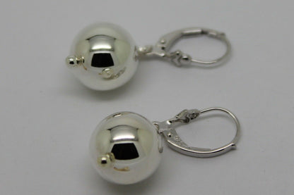 Sterling Silver 925 Ball Earrings 12mm Continental Clip Earrings