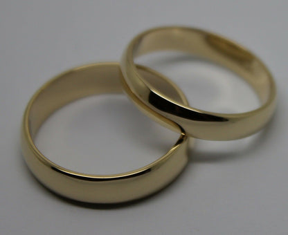 Genuine Custom Made His & Hers Solid 9ct 9K Yellow Gold Wedding Bands Couple Rings