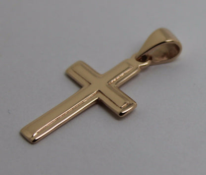 Genuine Small New 9ct 9K Yellow, Rose or White Gold Plain Cross Pendant