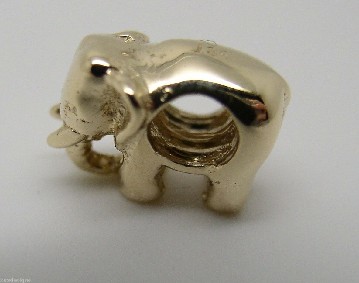 Kaedesigns, 9ct Yellow Or Rose Or White Gold Or Silver Elephant Bead Charm