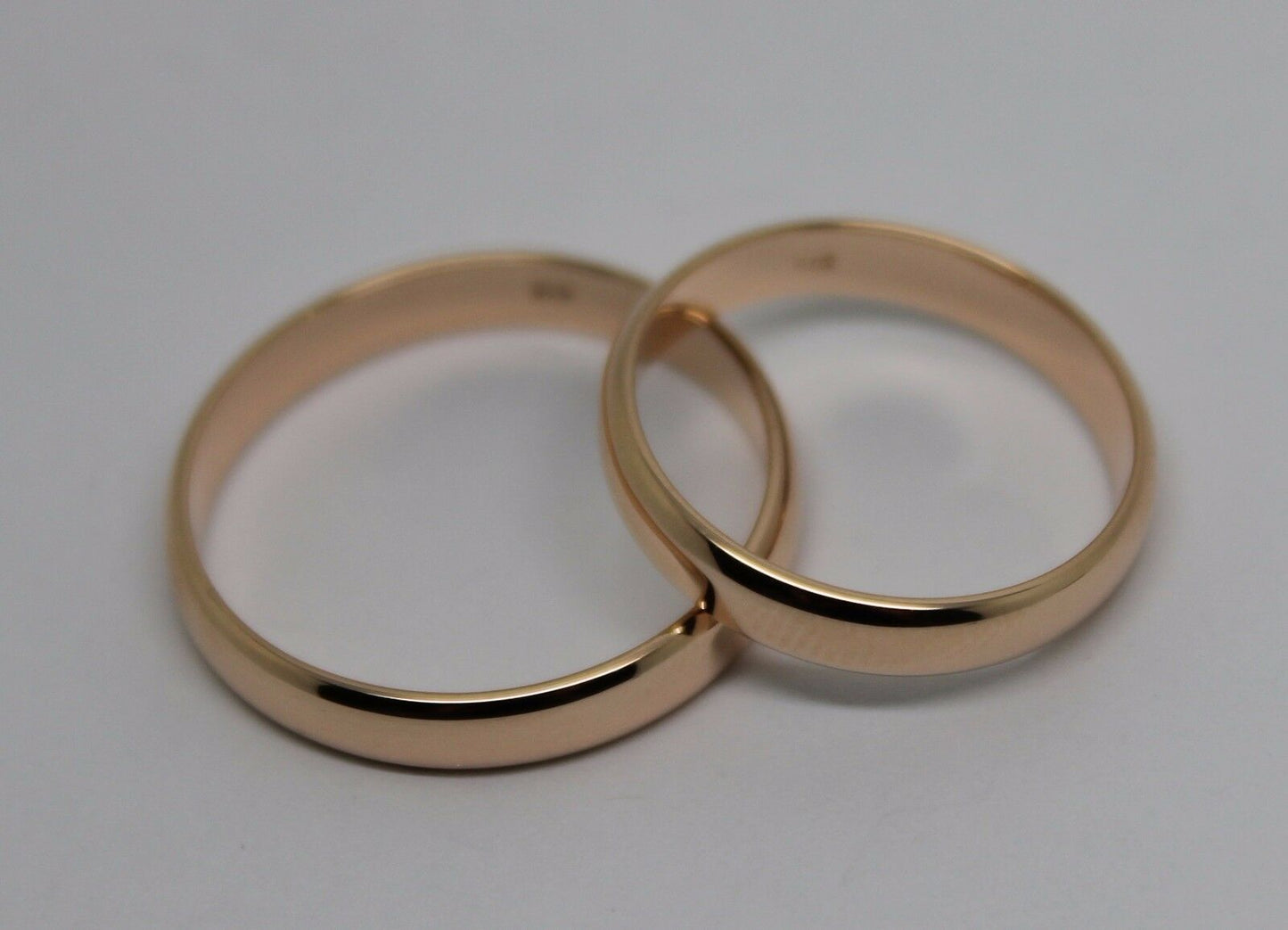 Genuine Custom Made His & Hers Solid 4mm 9ct 9K Rose Gold Wedding Bands Couple Rings