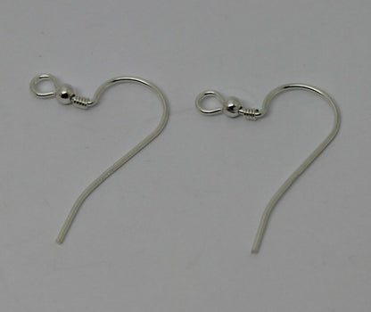 Genuine 925 Sterling Silver Bead & Coil Hooks For Earrings