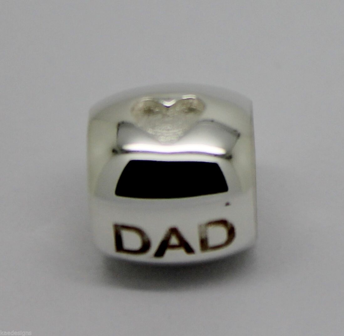 Kaedesigns,Genuine 9ct Yellow Or Rose Or White Gold Or Silver Dad Bead Charm