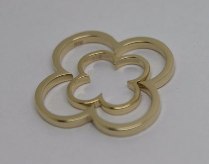 New Genuine Solid 9ct 9kt Yellow, Rose or White Gold Small And Large Four Leaf Clover Pendant