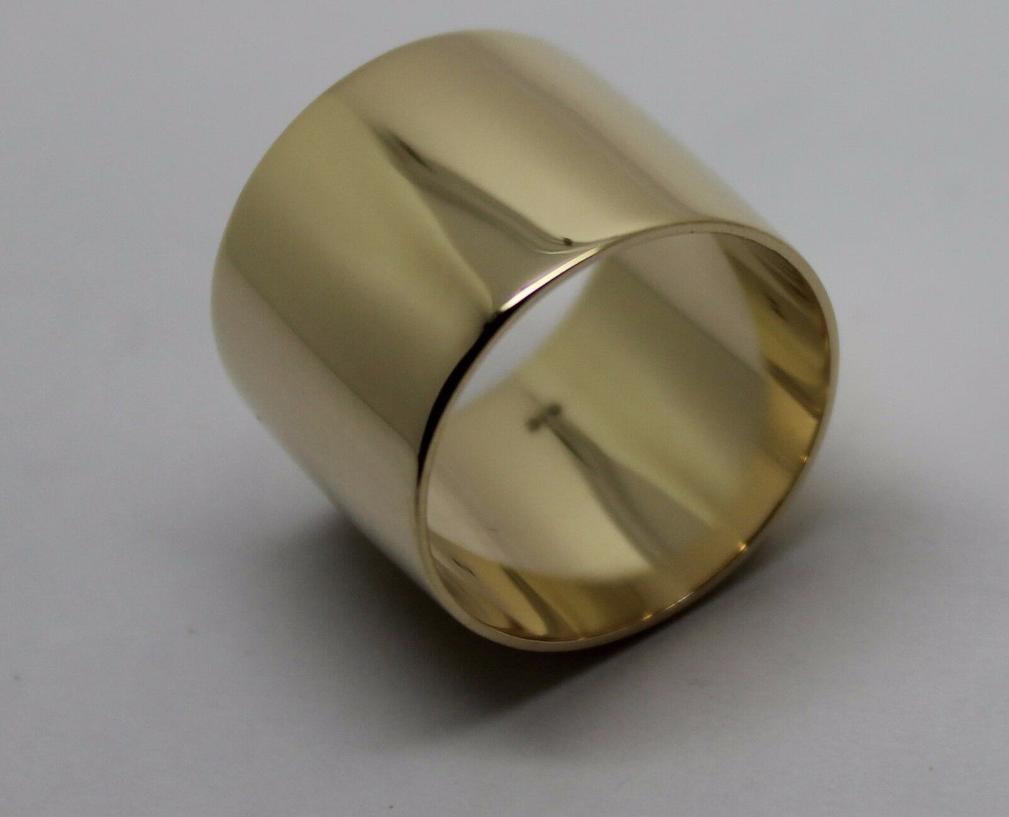 Size L 9ct Yellow, Rose or White Gold Solid Cigar 15mm Extra Wide Band Ring