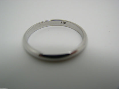 SIze O New Genuine 18ct 18k White Gold Full Solid 2.6mm Wedding Band Ring Hallmarked 750