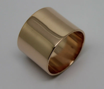 Size P Genuine Heavy 9ct Yellow, Rose or White Gold Full Solid 16mm Wide Flat Profile Cigar Band Ring