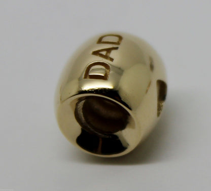 Kaedesigns,Genuine 9ct Yellow Or Rose Or White Gold Or Silver Dad Bead Charm