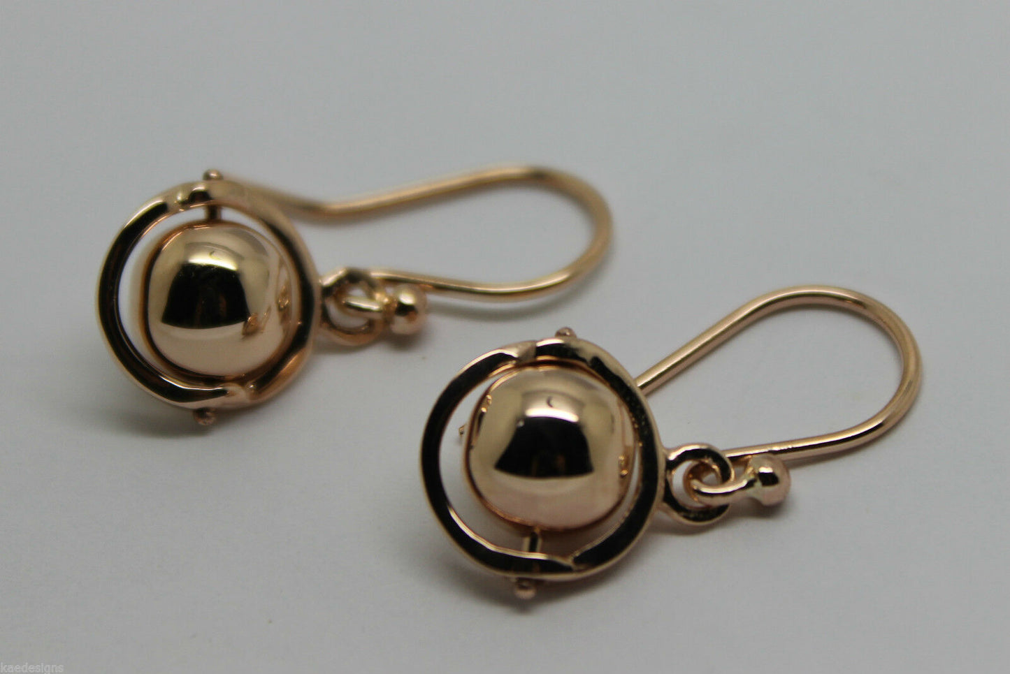 Kaedesigns New Genuine 9ct 9kt Yellow, Rose or White Gold Spinning Ball Drop Earrings