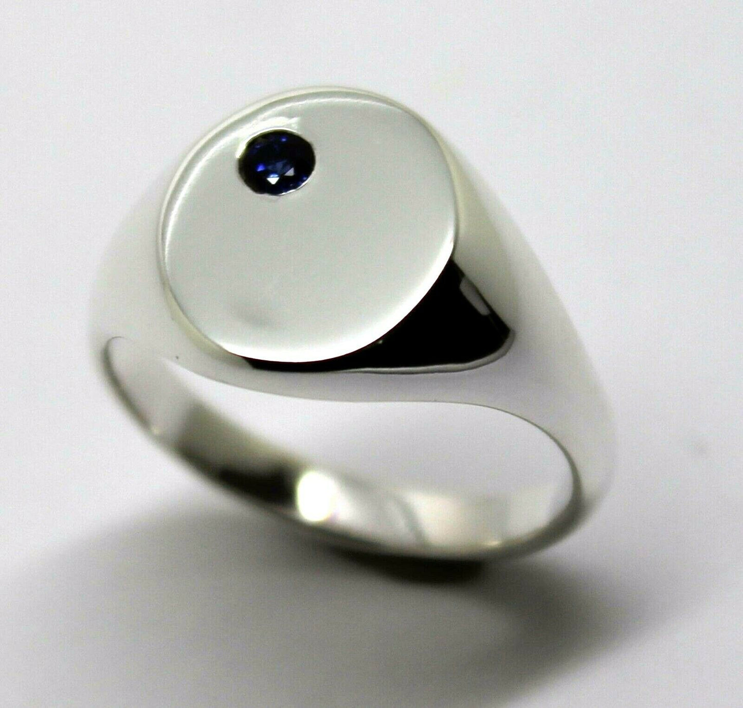 Sterling Silver Oval Blue Australian Sapphire Signet Ring, Choose your size M to U