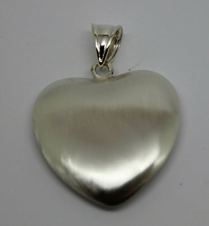 Sterling Silver Matt Finish / Brushed 925 Large Bubble Heart Pendant