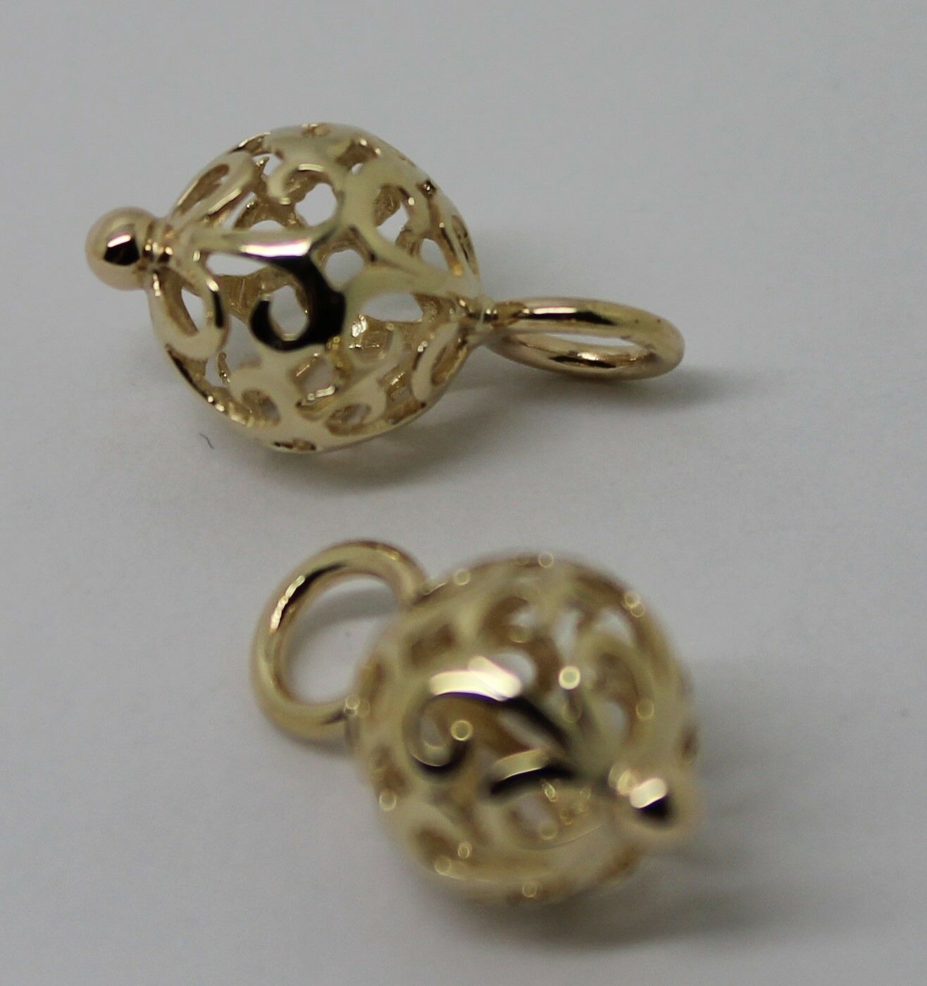 Genuine 9k 9ct Yellow, Rose or White Gold 10mm Filigree Flower Balls Charm Earrings