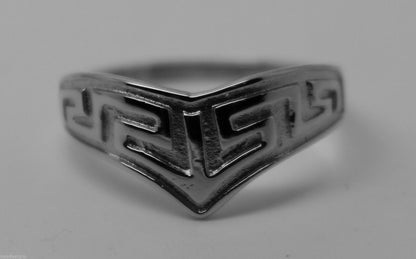 Genuine New Size Q Sterling Silver 925  Celtic Greek Key V Ring