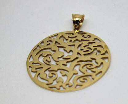 Kaedesigns New Genuine Heavy Solid 9ct 9kt Yellow, Rose or White Gold Round  Filigree Pendant