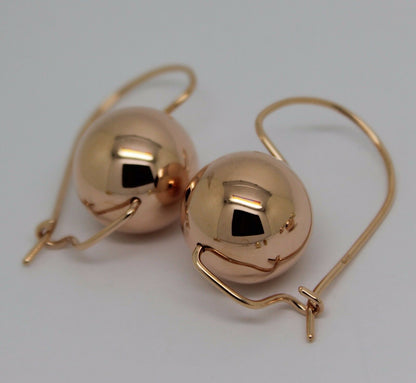 Kaedesigns, 9ct Yellow Or White Or Rose Gold 375 16mm Full Ball Hook Earrings