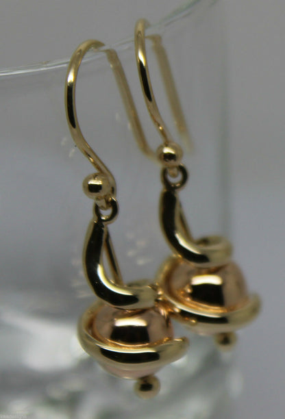 Kaedesigns, 9ct Yellow Or White Or Rose Gold 8mm Hook Swirl Ball Drop Earrings