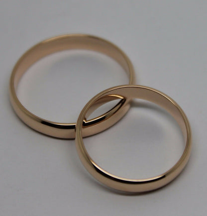 Genuine Custom Made His & Hers Solid 4mm 9ct 9K Rose Gold Wedding Bands Couple Rings