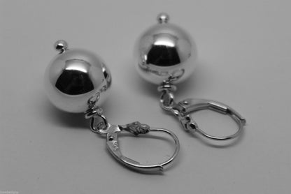 Sterling Silver 925 Ball Earrings 12mm Continental Clip Earrings