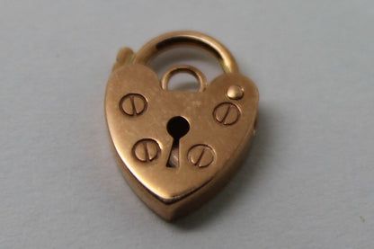 Kaedesigns New Small 12mm 9ct 9k Rose Gold Screw Heart Pendant Padlock