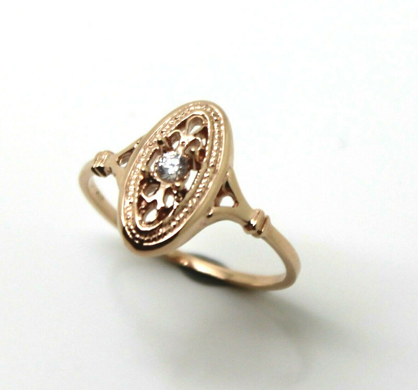 Kaedesigns New Genuine 9ct 9k Yellow, Rose or White Gold Delicate White Sapphire Filigree Ring