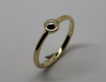 Genuine 9ct yellow gold & white gold ball 4mm Half Ball Ring