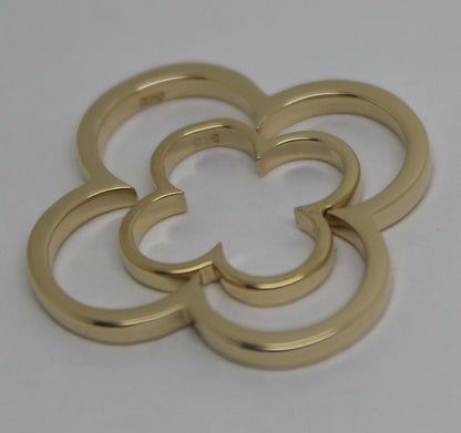 New Genuine Solid 9ct 9kt Yellow, Rose or White Gold Small And Large Four Leaf Clover Pendant