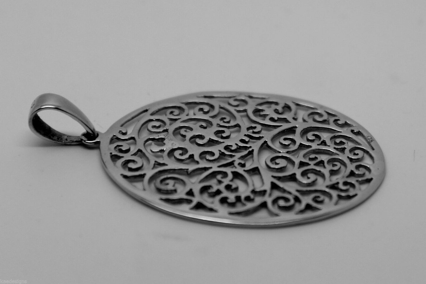 Genuine Heavy Solid Sterling Silver 925, Super Large Oval Filigree Pendant