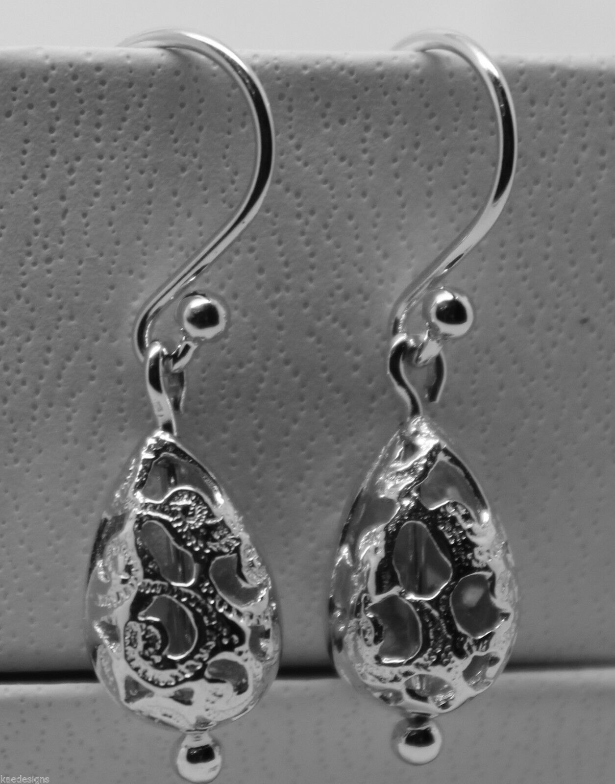 Kaedesigns 9ct 9k Yellow Or White Or Rose Gold 375 Teardrop Filigree Earrings