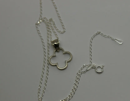 Sterling Silver 925 40cm Necklace & Small Four Leaf Clover Pendant + Chain