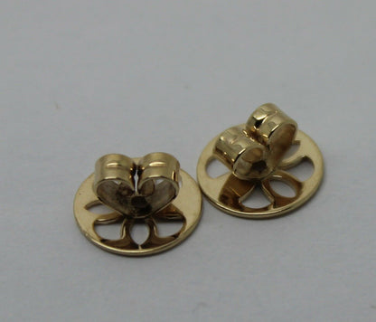 Genuine 9ct or 18ct Yellow Gold Filigree Disc Earrings Butterfly Backs