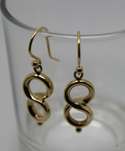 Genuine New 9ct Yellow, Rose or White Gold Swirl Drop Hook Earrings