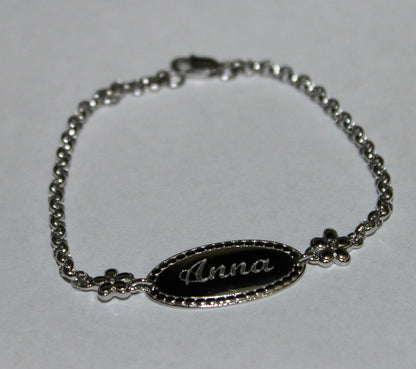 Genuine Baby or Childs 18ct 750 White Gold ID Belcher Engraved Bracelet