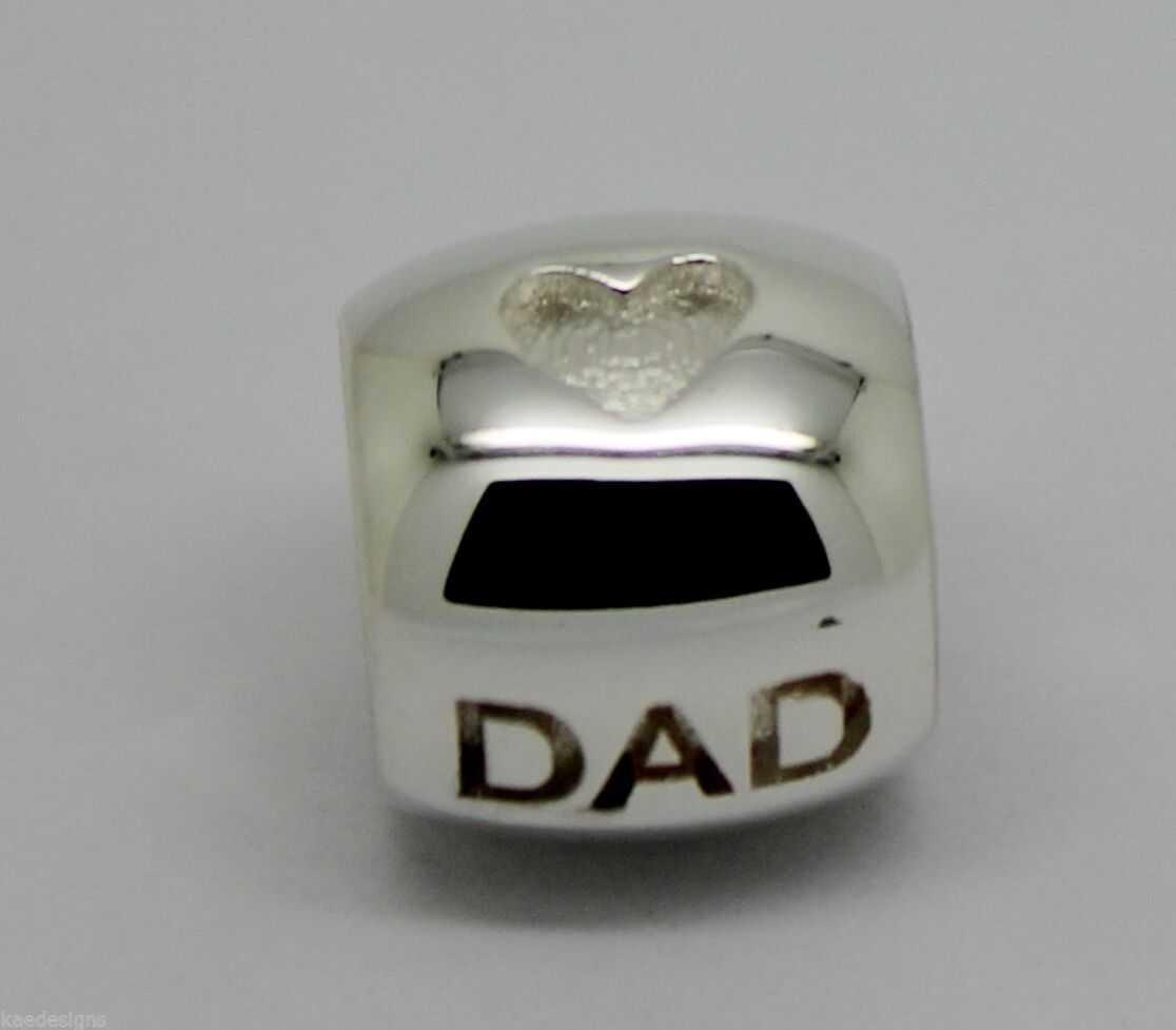 Kaedesigns,Genuine 9ct Yellow Or Rose Or White Gold Or Silver Dad Bead Charm