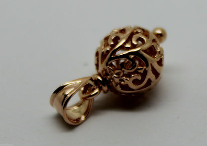 9ct Yellow Gold or White Gold or Rose Gold 10mm Filigree Ball Pendant