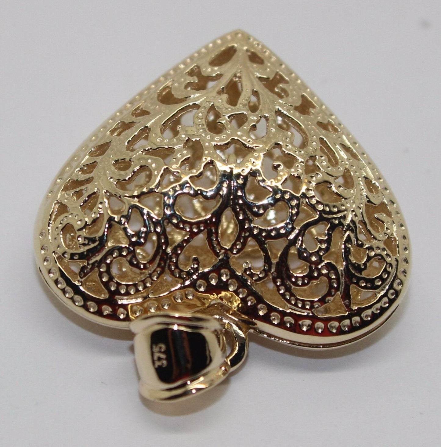 Kaedesigns New Genuine 9ct 9k Heavy Large, Rose or White Yellow Gold Filigree Heart Pendant