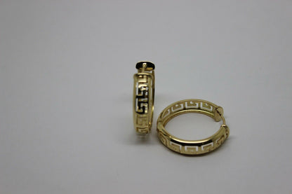 Heavy Solid Large 18ct 750 Yellow, Rose Or White Gold Greek Key Hoop Earrings