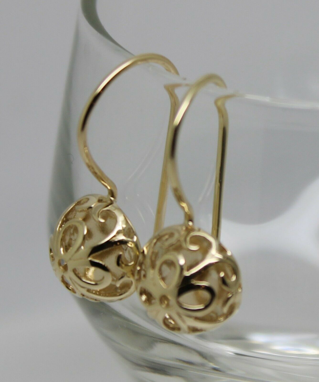 Kaedesigns New 9ct Yellow, Rose or White Gold 10mm Half Ball Hook Filigree Earrings