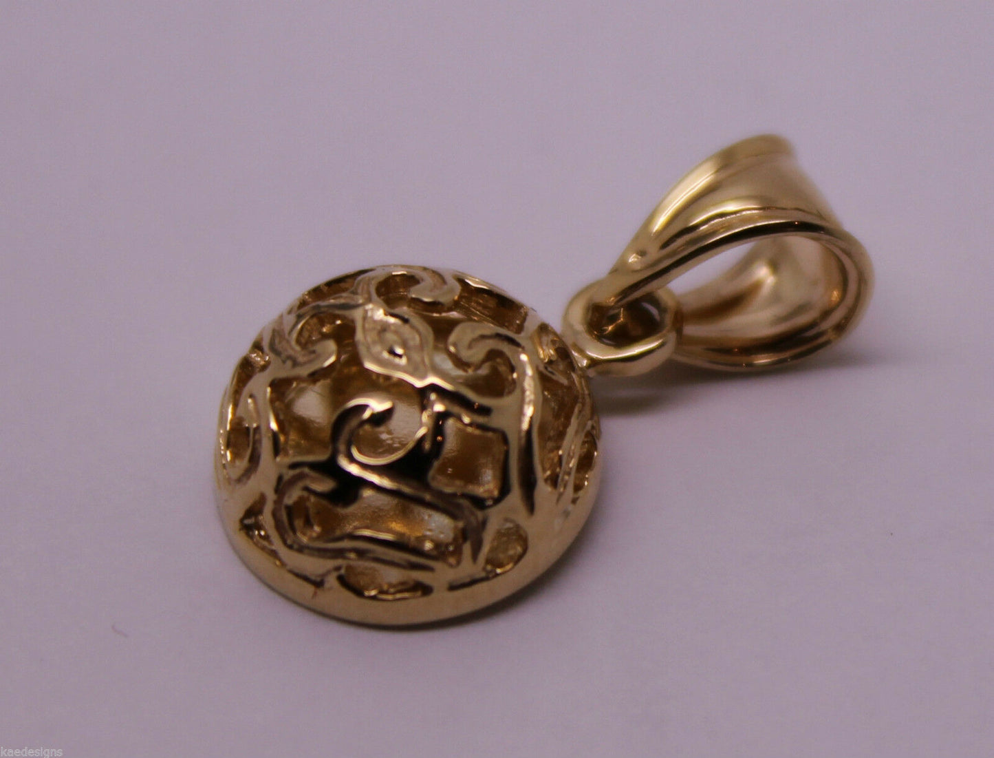 Kaedesigns, 9ct Yellow Gold or White Gold or Rose Gold Filigree Half Ball Pendant