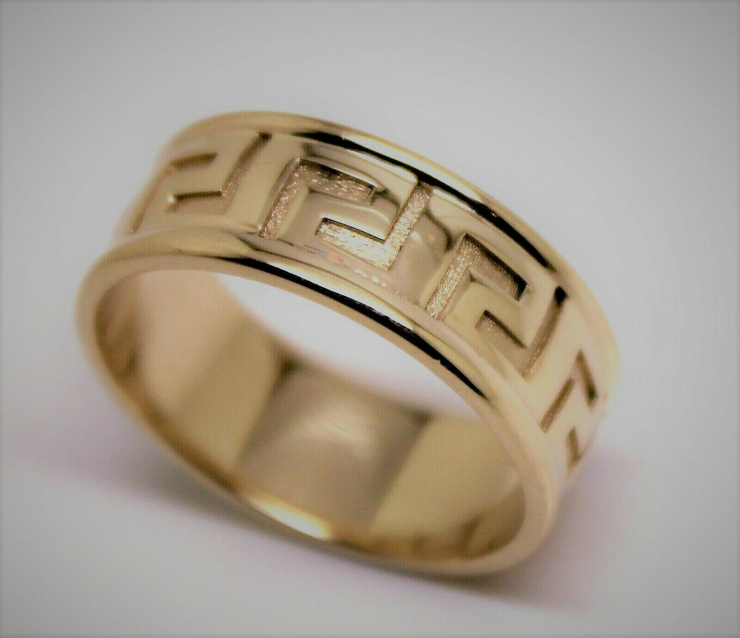 Kaedesigns, Size U Genuine Heavy 9ct 9kt Solid Yellow, Rose or White Gold Greek Key Band Ring